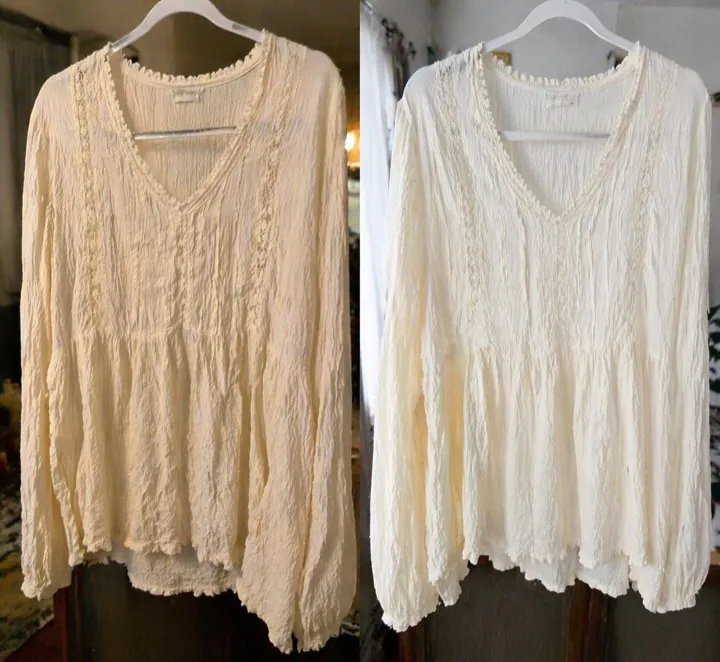 Second-hand garment before and after presentation